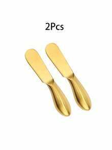 奶酪刮刀套装，不锈钢炭刀黄油刀刮刀，适用于涂抹冷黄油、奶酪和果酱。 - 金色 - 查看 10