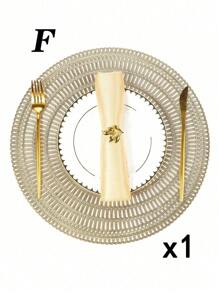 SHEIN 1件/4件/6件/8件圆形镂空烫金PVC隔热防滑垫，酒店餐厅装饰隔热餐垫 - 彩色 - 查看 43