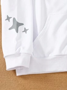 SHEIN Gray Casual Zip-Up Stand Collar Long Sleeve Sweatshirt For Teenage Boys Chic Outfits For Autumn/Winter - White - View 6