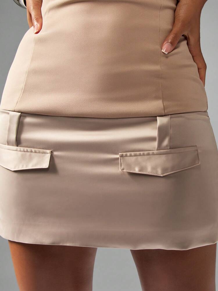 MISSGUIDED Strapless Bandeau Mini Dress With Satin Skirt Detail