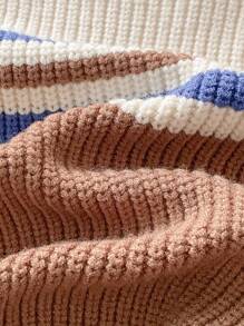 Loomiva Kleine Jungen Farbblock Rundhals Langarm Pullover, vielseitig & bequem - Aprikosenfarben - Übersicht 8