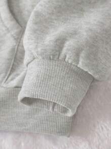 EMERY ROSE Plus Size Women's Solid Color Casual Sweatshirt, Autumn/Winter Pullover Fall - Light Grey - View 3