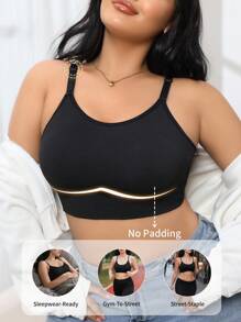 SHEIN 1 Áo lót liền mạch thoải mái cỡ lớn cho nữ, có thể mặc làm áo khoác ngoài - màu đen - Xem 4