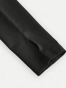 SHEIN Mädchen Tween-Outfit mit schwarzer Strickjacke mit Reißverschluss, Top und Leggings, 3 Stücke Sportset, geeignet für Lässig-Alltag, Yoga und Sport - Schwarz - Übersicht 13