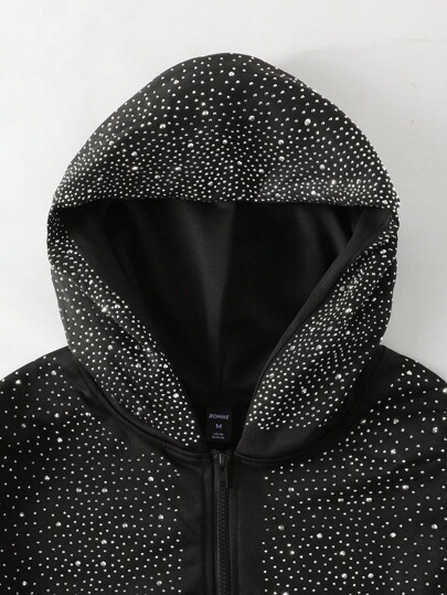 Street Life Men's Sparkling Rhinestone Diamond Sweatshirt Sweatshirt, Loose Cropped Style