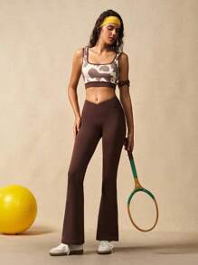 VARSIVA Spodnie do jogi damskie w jednolitym kolorze, z wysokim stanem, dopasowane, rozszerzane legginsy, spodnie do jogi z rozszerzanymi nogawkami, rozszerzane legginsy, spodnie do jogi z rozszerzanymi nogawkami, spodnie do ćwiczeń