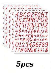 Pegatinas con nombre DIY con letras, números y símbolos del alfabeto florales hechos a mano - Rojo - Ver 7