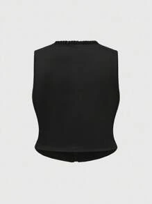 ROMWE Goth 加大码女式哥特式十字装饰蕾丝拼布背心，可搭配衬衫，万圣节