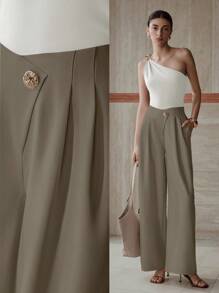 MOTF PREMIUM FOLD PLEATED SLANT POCKET PANTS