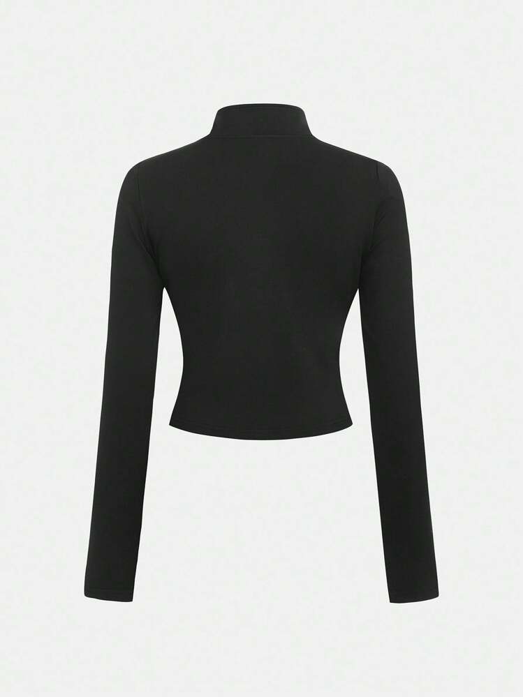 SHEIN Tween Girls Solid Black Knit Zip-Up Jacket + Tank Top + Legging 3Pcs Sportswear Set, Suitable For Casual Daily Wear, For Yoga For Sports Black Outfit Set Black Activewear Set Gym Clothes Fitness Outfit Sportswear Outfit Gym Outfit Fitness Clothes Black Fitness Outfit Fall Winter - Black - View 5