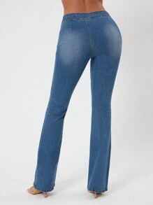 NYA SZN Quần jeans ống rộng cạp thấp, khóa kéo phía trước, phong cách Y2K, mùa hè, kiểu miền Tây, cao bồi, lễ hội âm nhạc, thanh lịch, kỳ nghỉ, nghỉ xuân, ăn trưa, co giãn, câu lạc bộ, thường ngày, màu xanh nhạt, phong cách nổi bật, lễ hội hóa trang. - Rửa tối - Xem 4