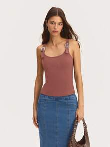 Nöista 带扣腰带细节的上衣，适合 Y2K 风格的春假 - 藕粉色 - 查看 6