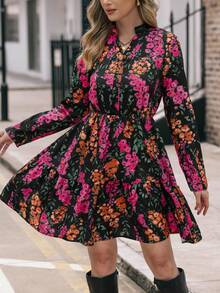 Lunelith SHEIN Lunessa Spring/Summer Casual Floral Printed V-Neck Sleeveless Dress With Slit