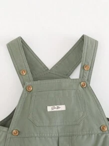 Cozy Pixies Peto de bebé niña con parches florales y botones decorativos - Verde - Ver 5