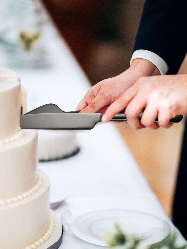 1 套不锈钢蛋糕刀披萨铲水果甜点抹刀套装返校婚礼派对服务器、面包刀、披萨铲 - 黑色 - 查看 6