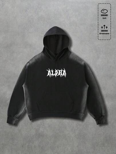 Street Life sweat-shirt à capuche décontracté pour homme avec broderie de lettres, couleur sombre