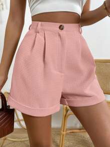 EMERY ROSE 女式简约纯色褶皱下摆短裤，夏季