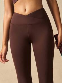 VARSIVA Spodnie do jogi damskie w jednolitym kolorze, z wysokim stanem, dopasowane, rozszerzane legginsy, spodnie do jogi z rozszerzanymi nogawkami, rozszerzane legginsy, spodnie do jogi z rozszerzanymi nogawkami, spodnie do ćwiczeń