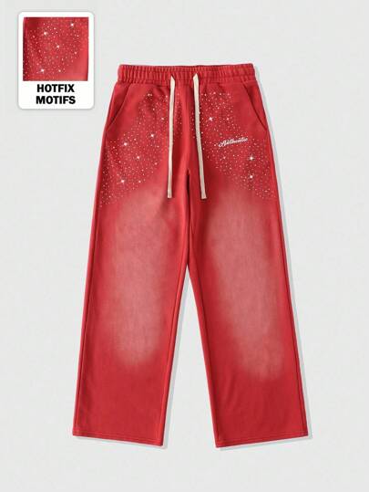 Street Life Men's Sparkling Diamond Washed Loose Sweatpants