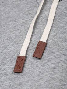 Manfinity Homme Men's Casual Drawstring Hooded Long Sleeve Hoodie , Fall - Light Grey - View 3