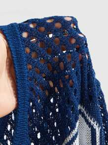 ROMWE Street Life Loose Fit Hollow-Out Short Numeric Jersey Knit Sweater Knit Pullover Fall Winter