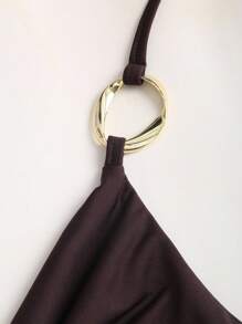 Sweetra 全新 Y2K 金属环装饰通勤百搭垂坠领带女式背心 - 咖啡棕 - 查看 3