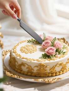 1 套不锈钢蛋糕刀披萨铲水果甜点抹刀套装返校婚礼派对服务器、面包刀、披萨铲 - 黑色 - 查看 8