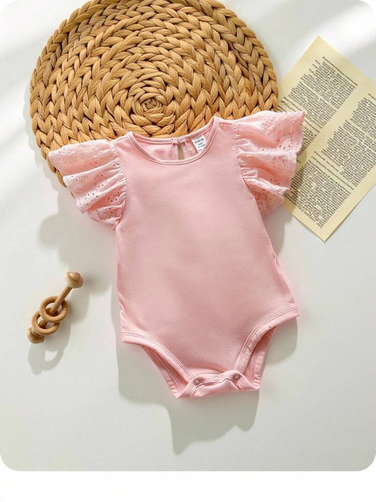 新生女宝宝可爱针织无袖连体衣，粉色，夏季 - 粉色 - 查看 8