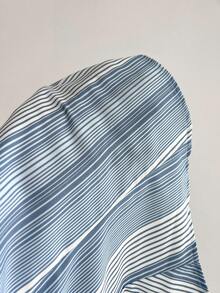 Flirla Back To School Striped Shirt With Bowknot Design Button Camisole Top - Baby Blue - View 5