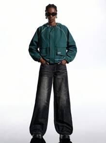 LYSMO 女士休闲日常拉链连帽夹克 - 綠色 - 查看 7