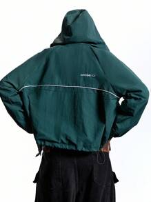 LYSMO 女士休闲日常拉链连帽夹克 - 綠色 - 查看 2