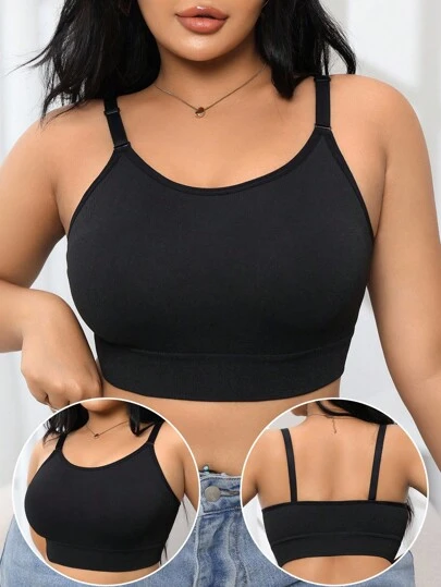 SHEIN 1pc Women Plus Size Seamless Comfortable Undershirt, Can Be Worn Outerwear