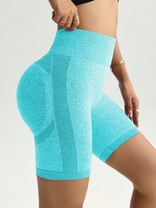 Easithlete 3pcs/Set Women's Solid Color High Waist Seamless Sports Shorts - Multicolor - View 6