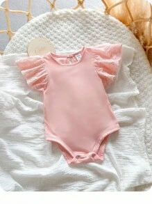 新生女宝宝可爱针织无袖连体衣，粉色，夏季 - 粉色 - 查看 9