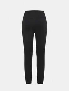 SHEIN Mädchen Tween-Outfit mit schwarzer Strickjacke mit Reißverschluss, Top und Leggings, 3 Stücke Sportset, geeignet für Lässig-Alltag, Yoga und Sport - Schwarz - Übersicht 9