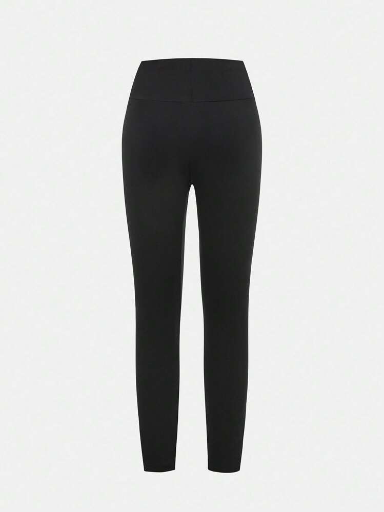 SHEIN Tween Girls Solid Black Knit Zip-Up Jacket + Tank Top + Legging 3Pcs Sportswear Set, Suitable For Casual Daily Wear, For Yoga For Sports Black Outfit Set Black Activewear Set Gym Clothes Fitness Outfit Sportswear Outfit Gym Outfit Fitness Clothes Black Fitness Outfit Fall Winter - Black - View 9