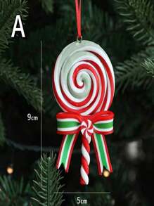 1 件圣诞装饰聚合物粘土挂饰，圣诞节拐杖糖树场景道具装饰，圣诞节