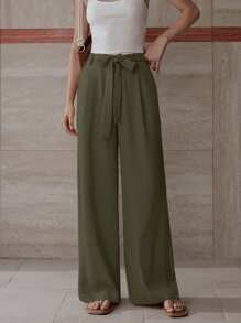 MOTF PREMIUM FOLD PLEATED BELTED SLANT POCKET PANTS - Army Green - View 7