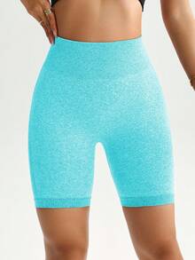 Easithlete 3pcs/Set Women's Solid Color High Waist Seamless Sports Shorts - Multicolor - View 7