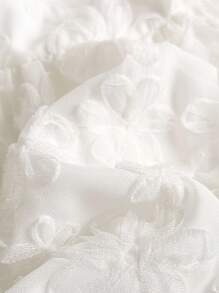 Cozy Pixies Vestido casual y versátil para niña con patrón floral 3D, sin mangas y con cintura ceñida - Blanco - Ver 6