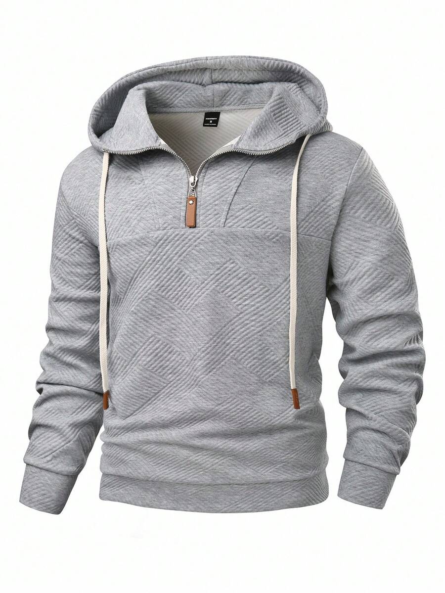 Manfinity Homme Men's Casual Drawstring Hooded Long Sleeve Hoodie , Fall - Light Grey - View 1