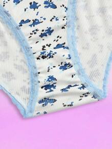 Teen Girls Floral Lace Trim Comfortable Panties - Pink - View 3