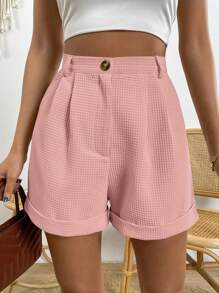 EMERY ROSE 女式简约纯色褶皱下摆短裤，夏季