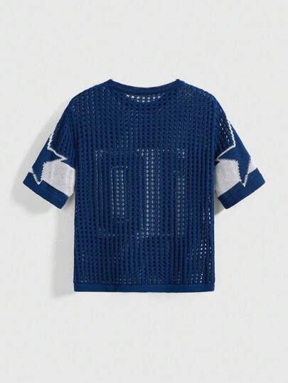 Street Life Pull court en tricot jersey à motif ajouré, coupe ample
