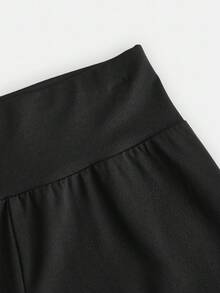 SHEIN Mädchen Tween-Outfit mit schwarzer Strickjacke mit Reißverschluss, Top und Leggings, 3 Stücke Sportset, geeignet für Lässig-Alltag, Yoga und Sport - Schwarz - Übersicht 15