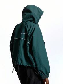 LYSMO 女士休闲日常拉链连帽夹克 - 綠色 - 查看 5