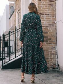 EMERY ROSE V 领花卉印花休闲百搭长袖连衣裙长款女装 - 彩色 - 查看 2