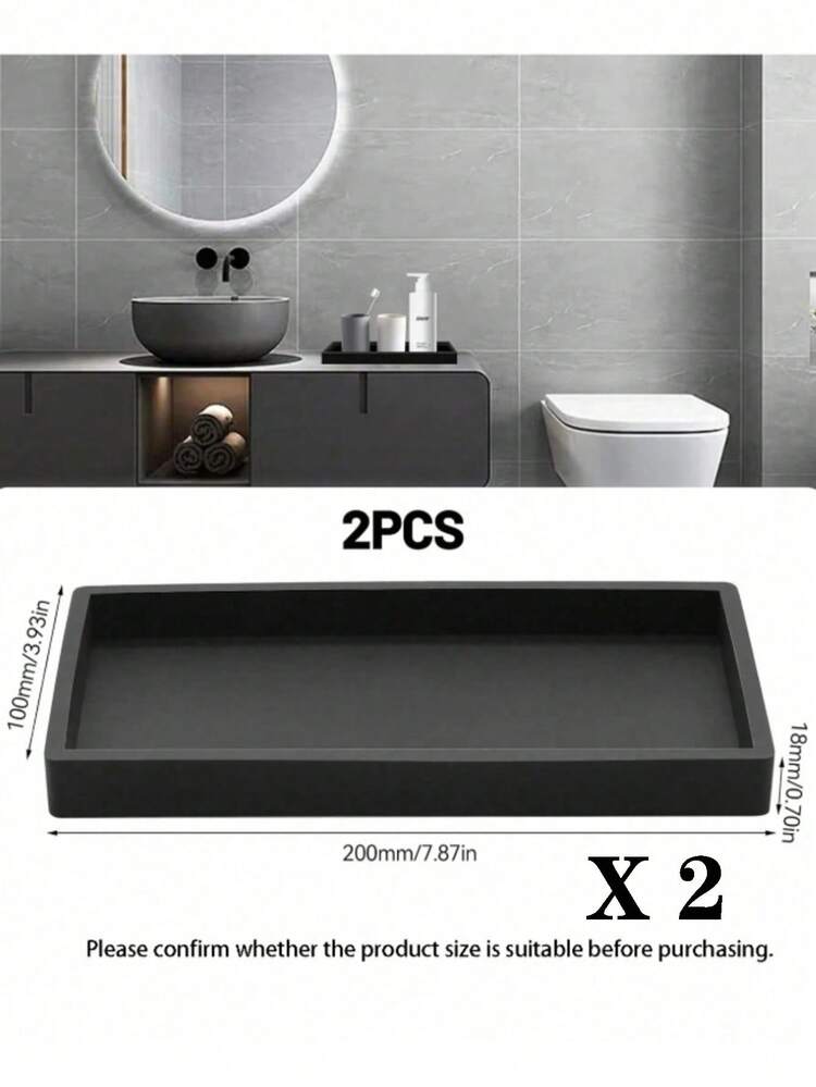 黑色浴室硅胶托盘，适用于浴室和厨房台面的灵活矩形皂盒，现代简约风格梳妆台托盘储物架，浴室配件 - 黑色家居浴室装饰浴室收纳盒夏季返校 - 黑色 - 查看 15