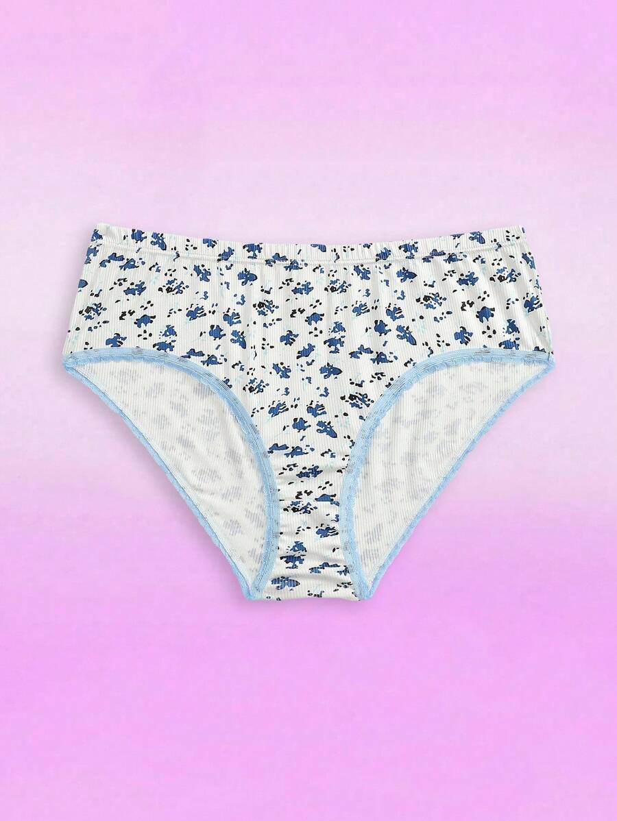 Teen Girls Floral Lace Trim Comfortable Panties - Pink - View 1