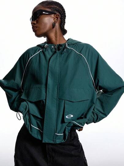 LYSMO 2025 Fall New Arrivals /Women's Casual Everyday Zip-Up Hooded Jacket /Women's Stand Collar Jacket / Green / Embroidery / Sports Jacket / Outdoor / Workwear/Hiking / Mountaineering / Windbreaker / Contrast Color / Back To School Season / Long Sleeve / Turtleneck / Casual / Y2k Women's Clothing / Cute / Western Women's Clothing / Western Women's Clothing / Bohemian Style / Business Casual Women's Clothing / Gothic Style Women's Clothing / Country Style Women's Clothing / Fairy Style